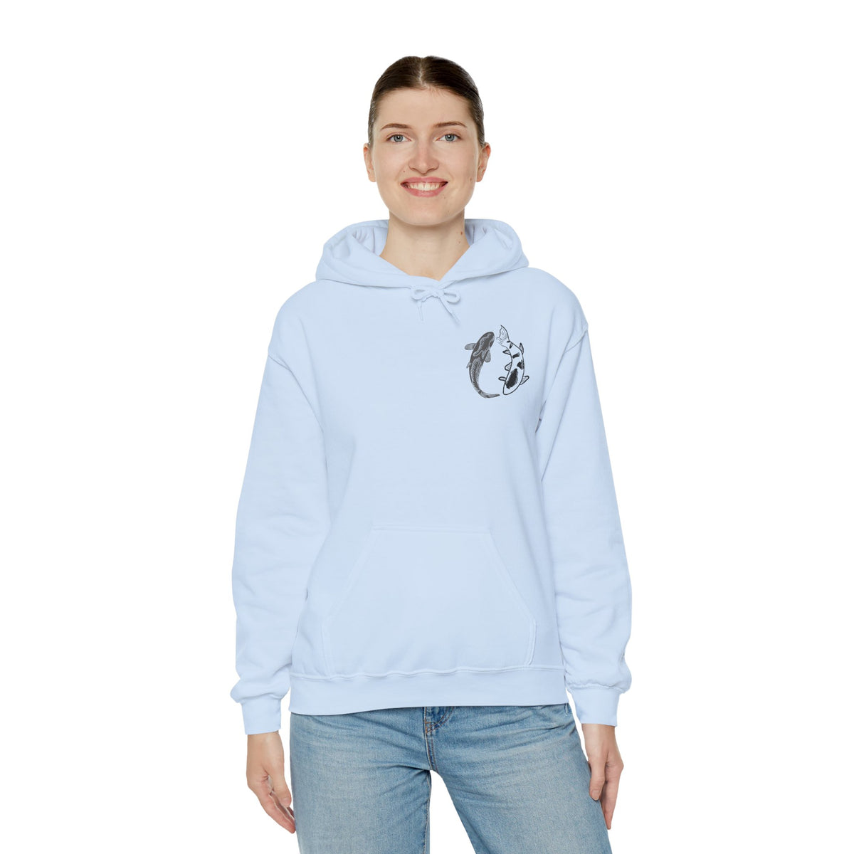Koi Fish Balance Hoodie | Minimal Japanese-Inspired Graphic Sweatshirt | Unisex
