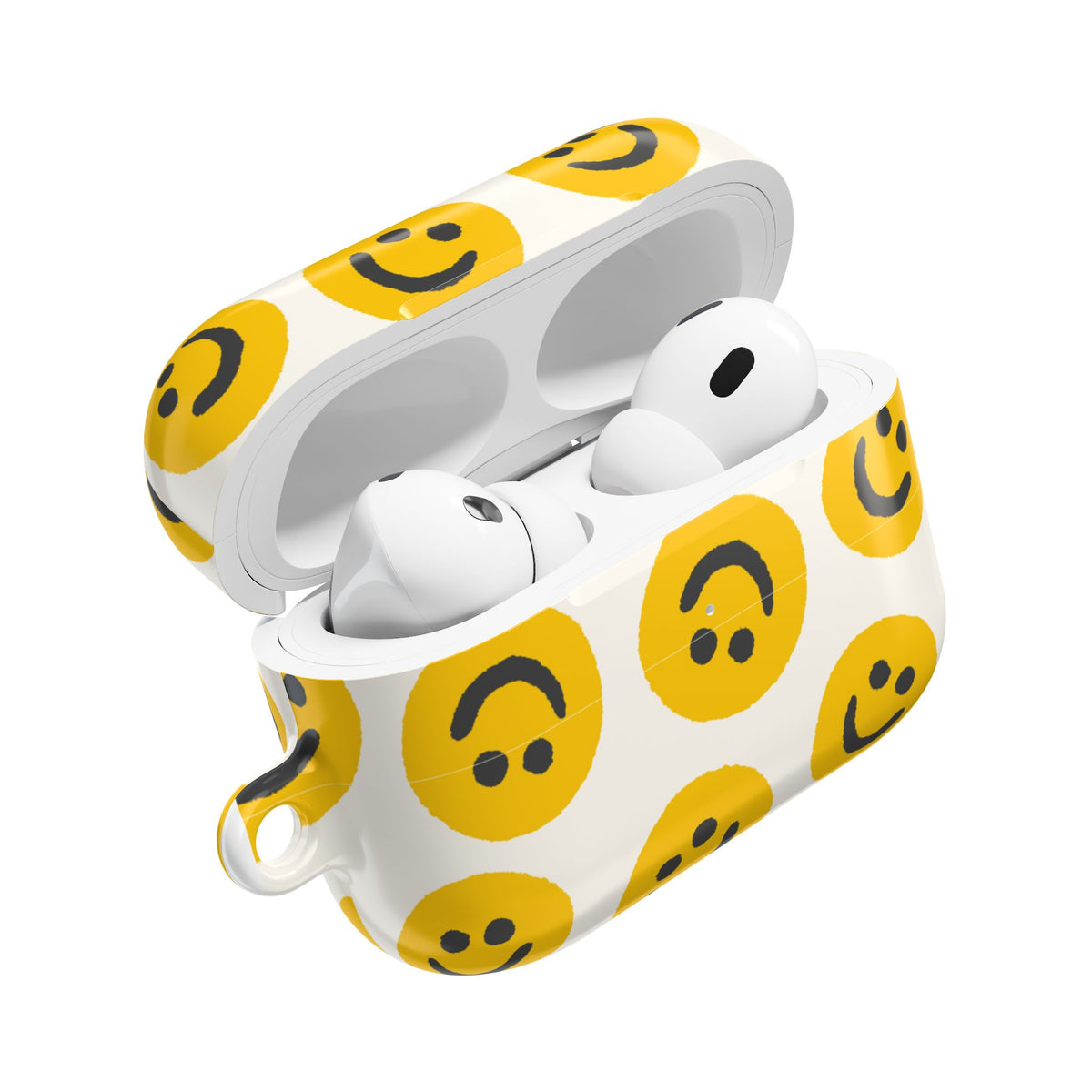 Smiley Face AirPods Case | Yellow Happy Face Glossy Protective Earbud Cover |