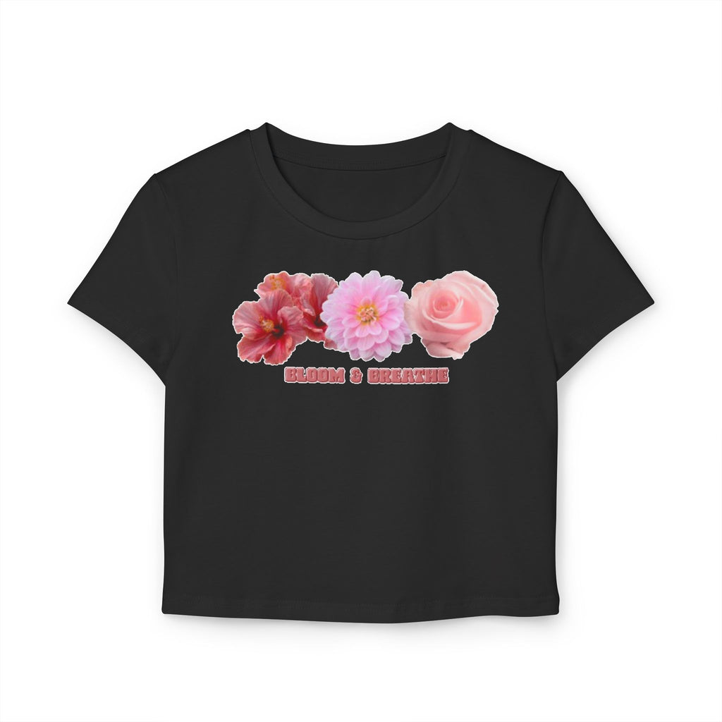 Blooming Flowers Baby Tee | Floral Cropped Organic Cotton T-Shirt |