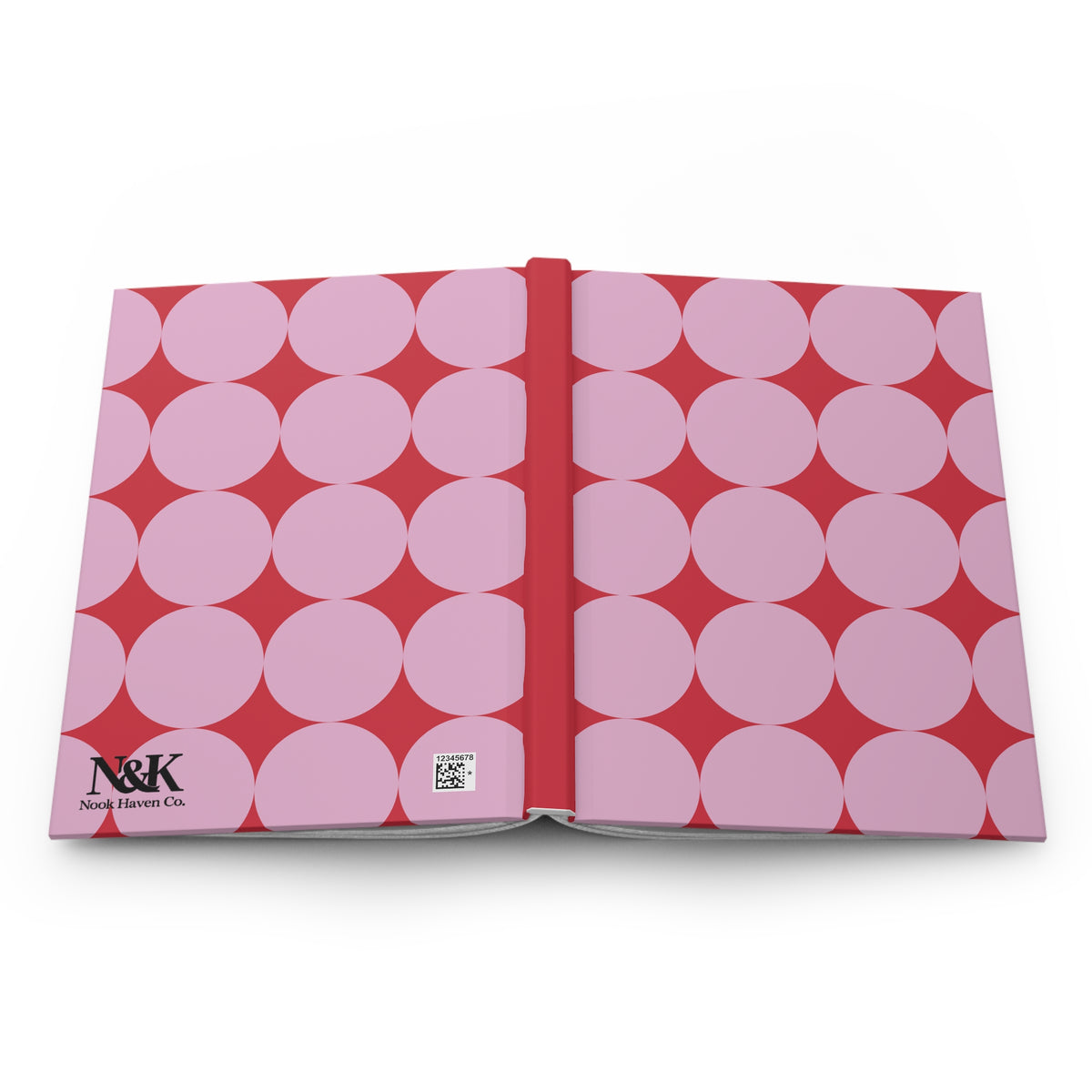 Pink & Red Circle Hardcover Journal | Retro Pattern Notebook |