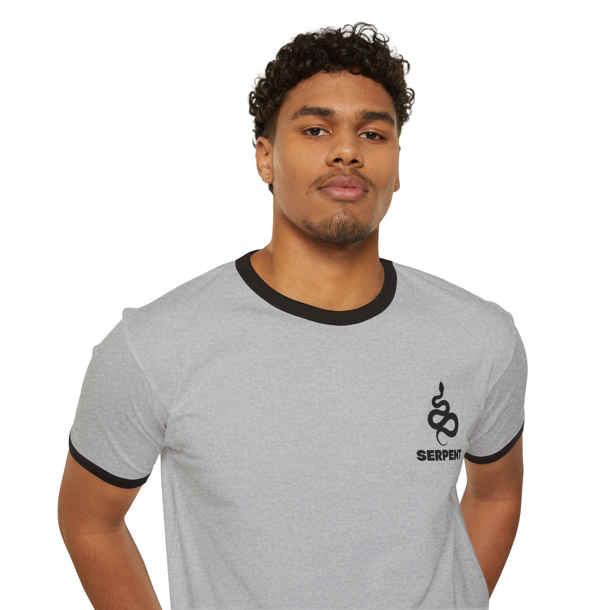 Serpent Ringer T-Shirt | Retro Snake Graphic Cotton Tee | Men's