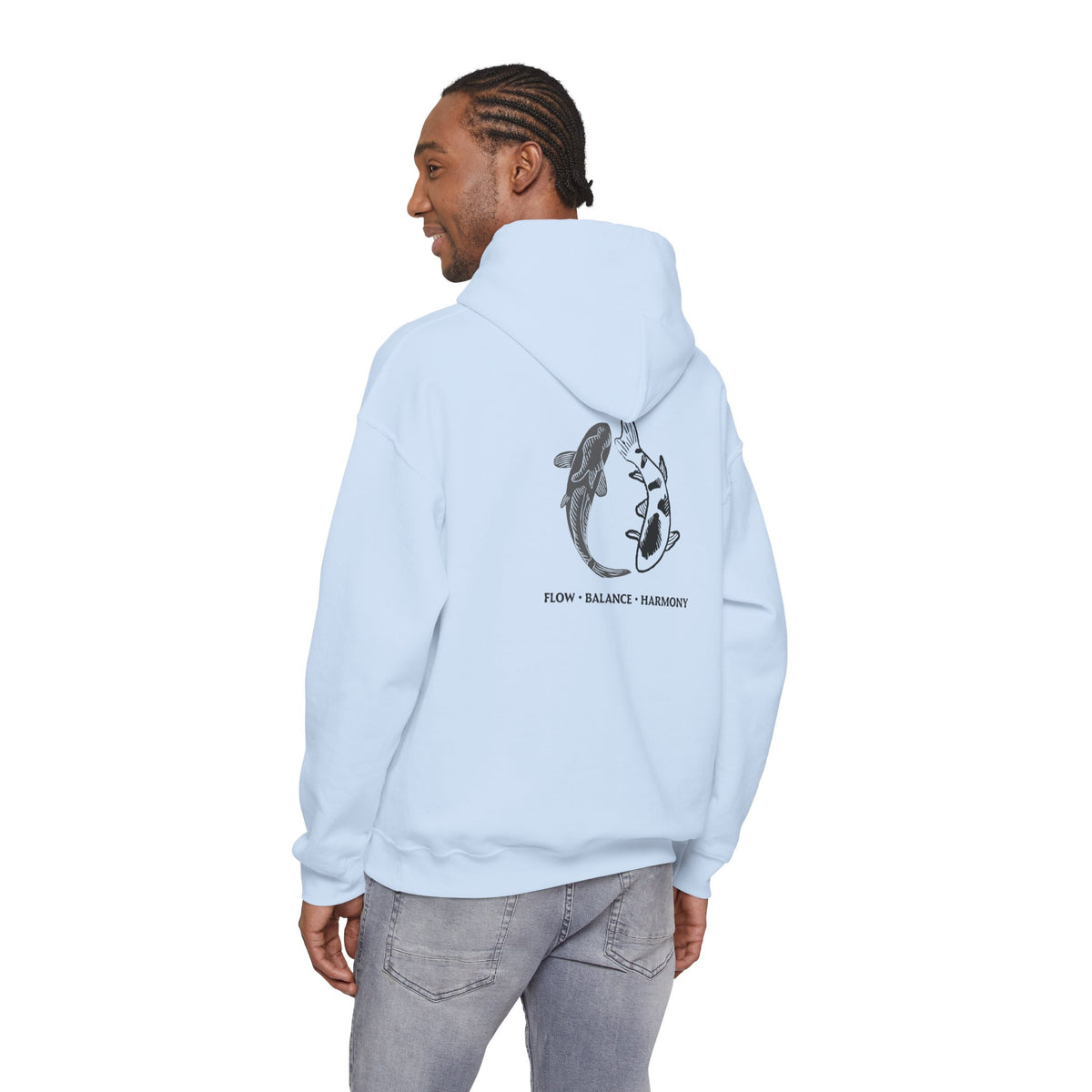 Koi Fish Balance Hoodie | Minimal Japanese-Inspired Graphic Sweatshirt | Unisex