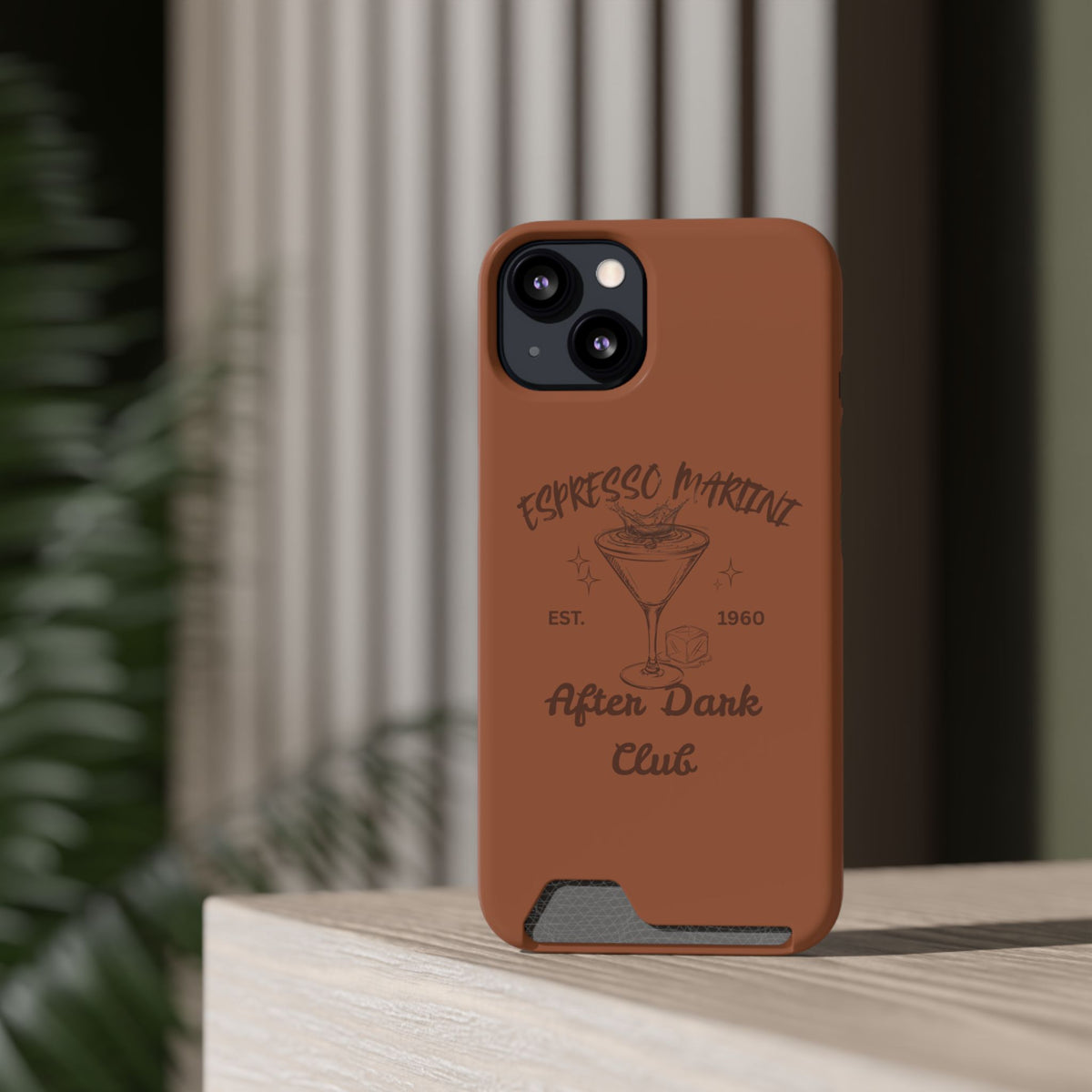 Espresso Martini After Dark Club Phone Case | Café Brown MagSafe Card Holder Case |