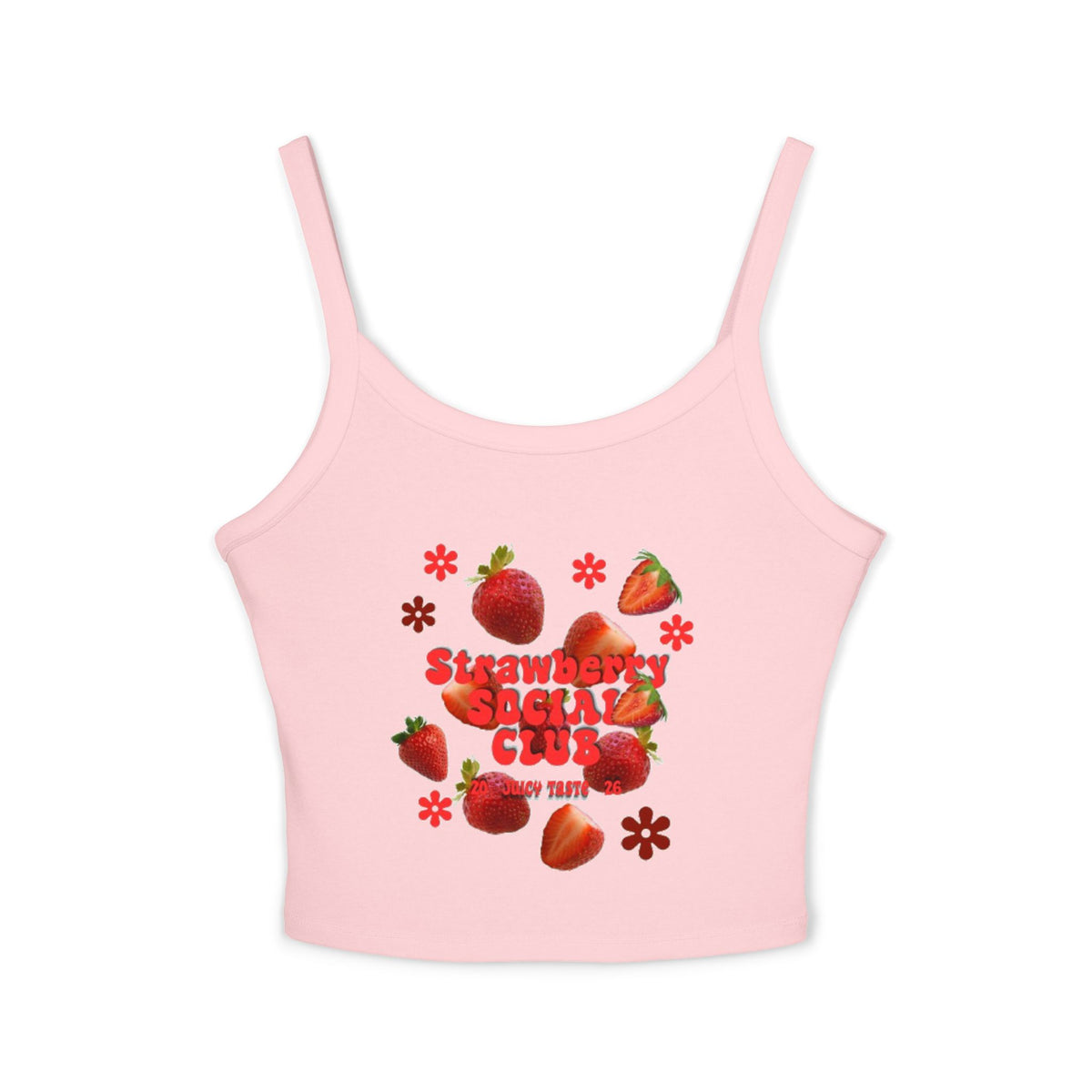 Strawberry Blossom Tank Top | Fitted Spaghetti Strap Summer Top | Women's