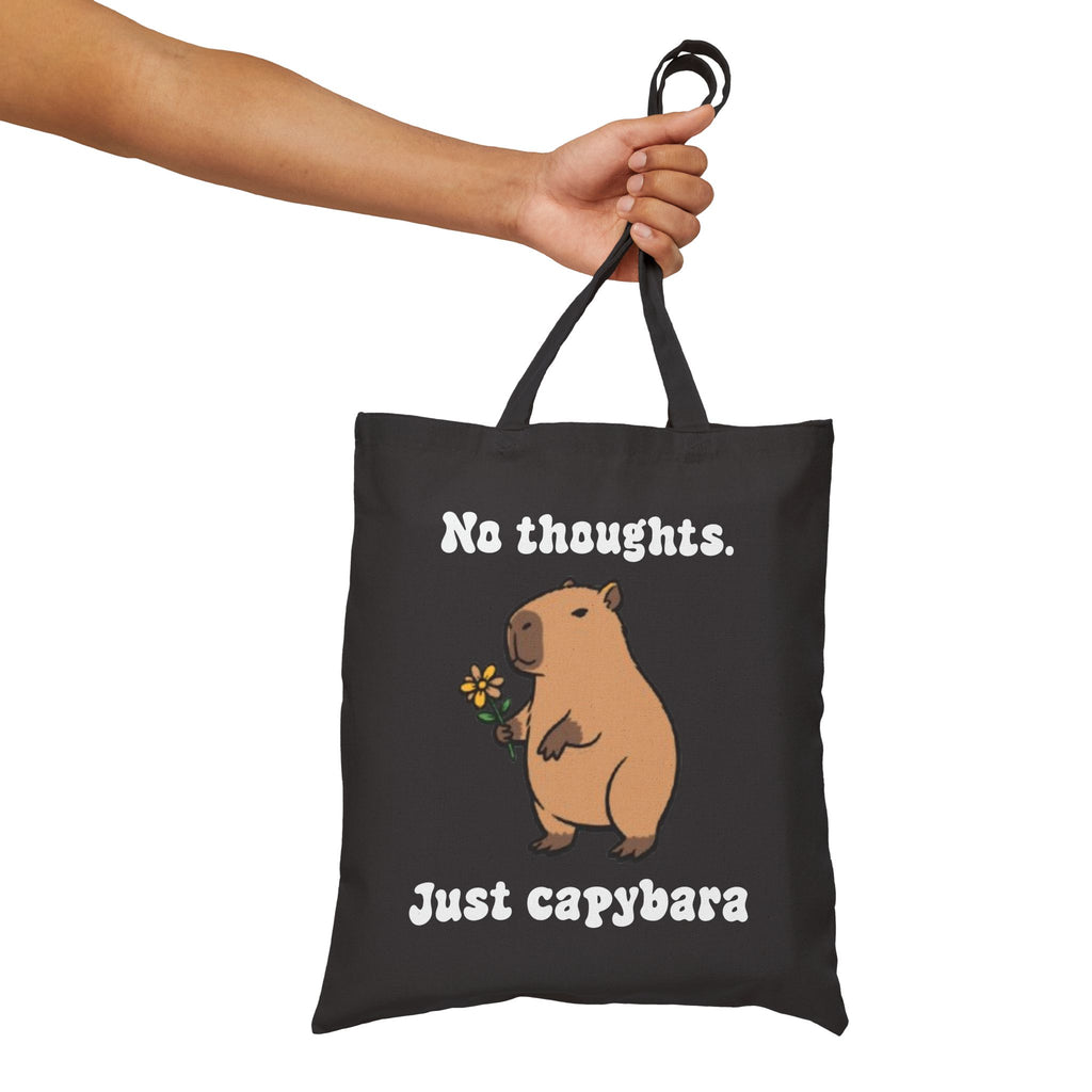 Sac fourre-tout capybara « Pas de réflexion. Juste capybara » | Cabas en toile de coton épais | Sac animal mignon |