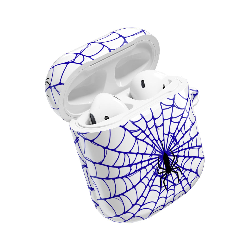 Web Pattern AirPod Case | Blue Web Comic-Inspired Earbud Cover | Glossy Protective Case |