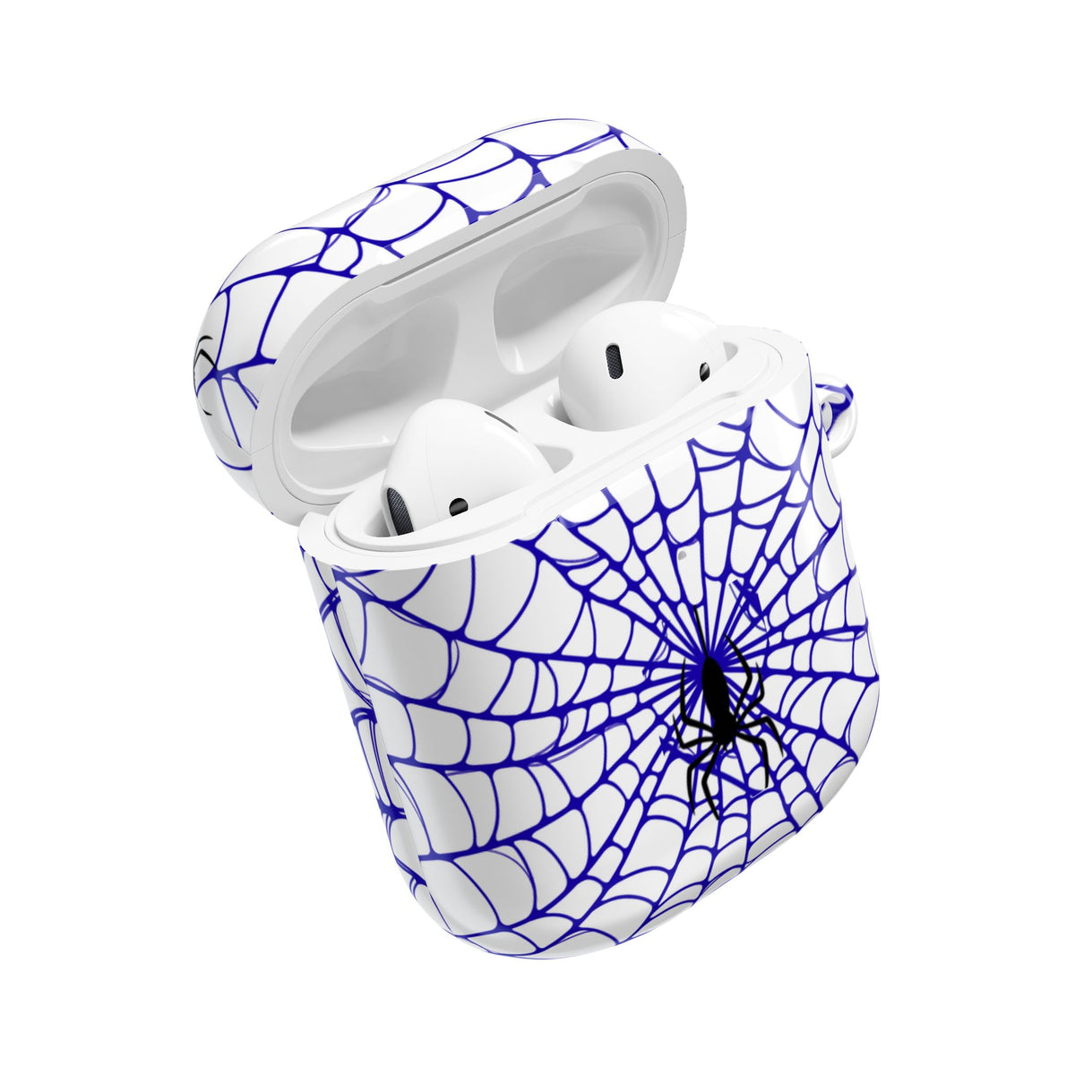 Web Pattern AirPod Case | Blue Web Comic-Inspired Earbud Cover | Glossy Protective Case |