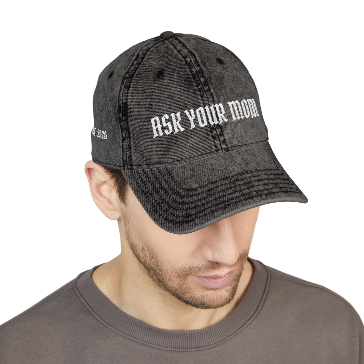 "Ask Your Mom" Embroidered Vintage Dad Hat | Funny Adjustable Baseball Cap |