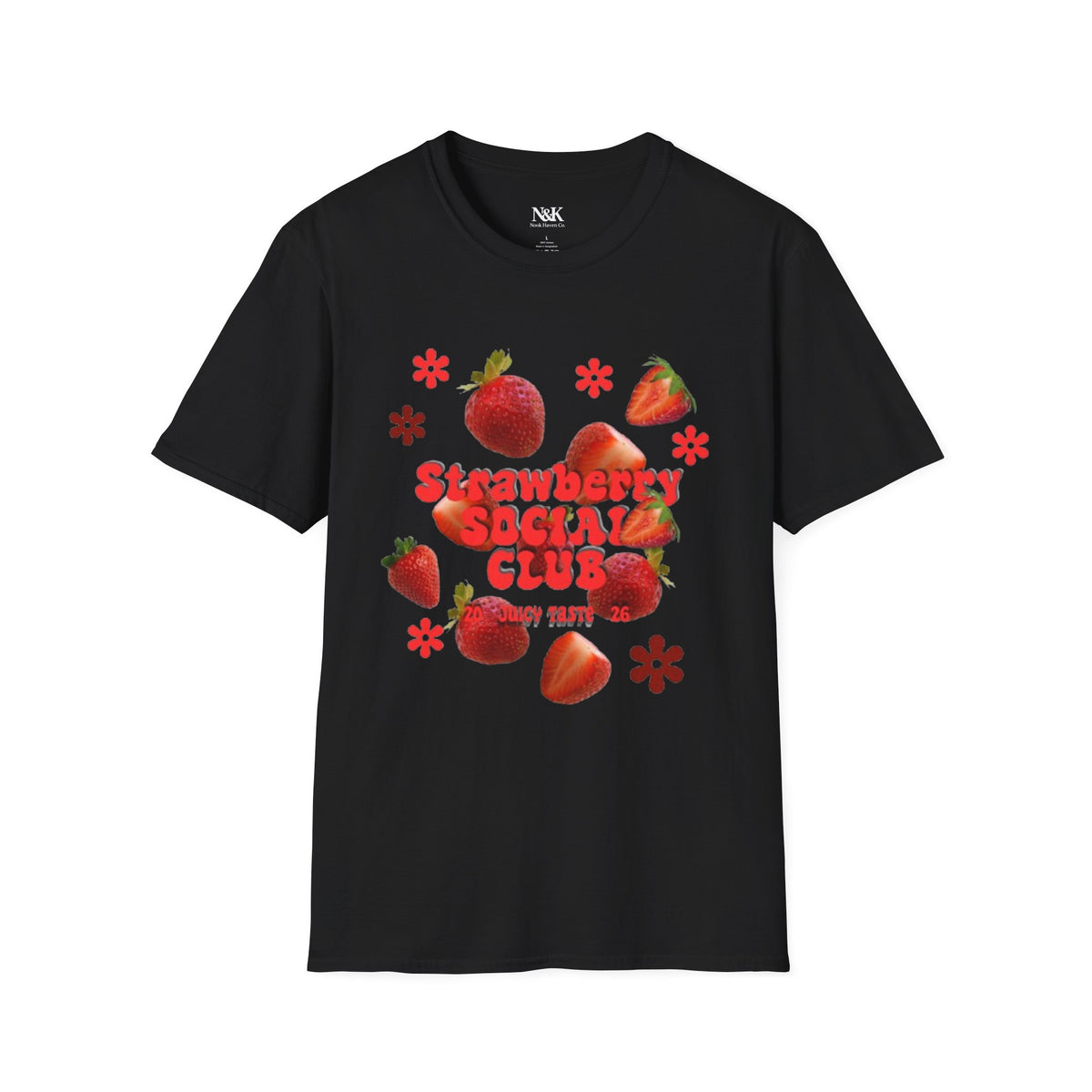 Strawberry Club T-Shirt | Retro Strawberry Graphic Cotton Tee | Women's