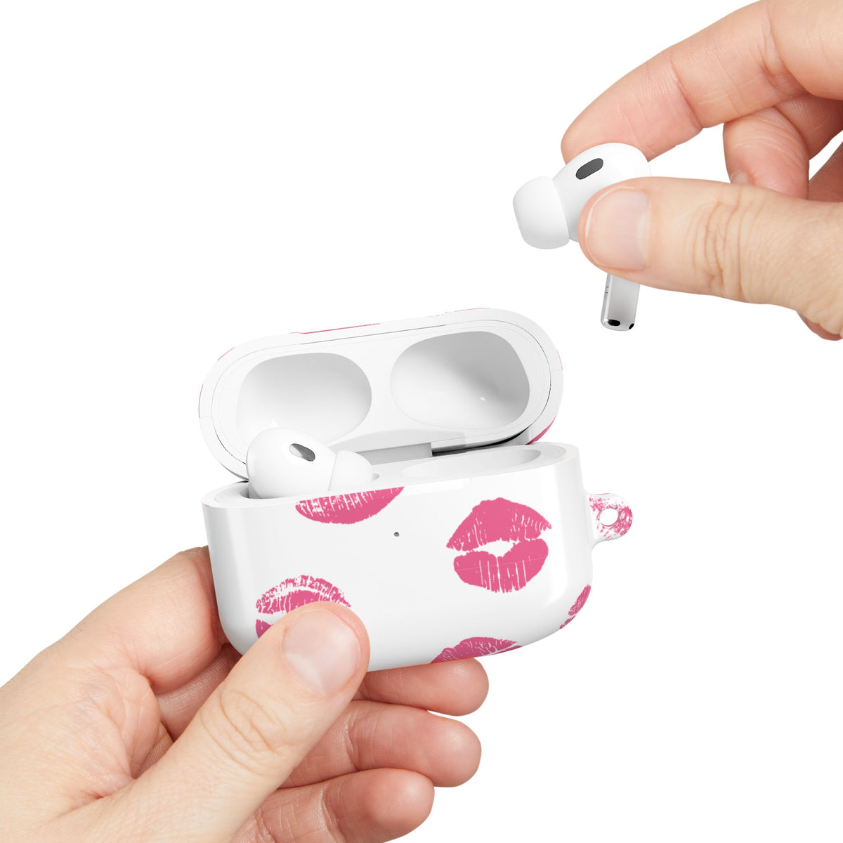 Pink Lipstick Kiss AirPod Case | Cute Glossy Romantic Earbud Cover |