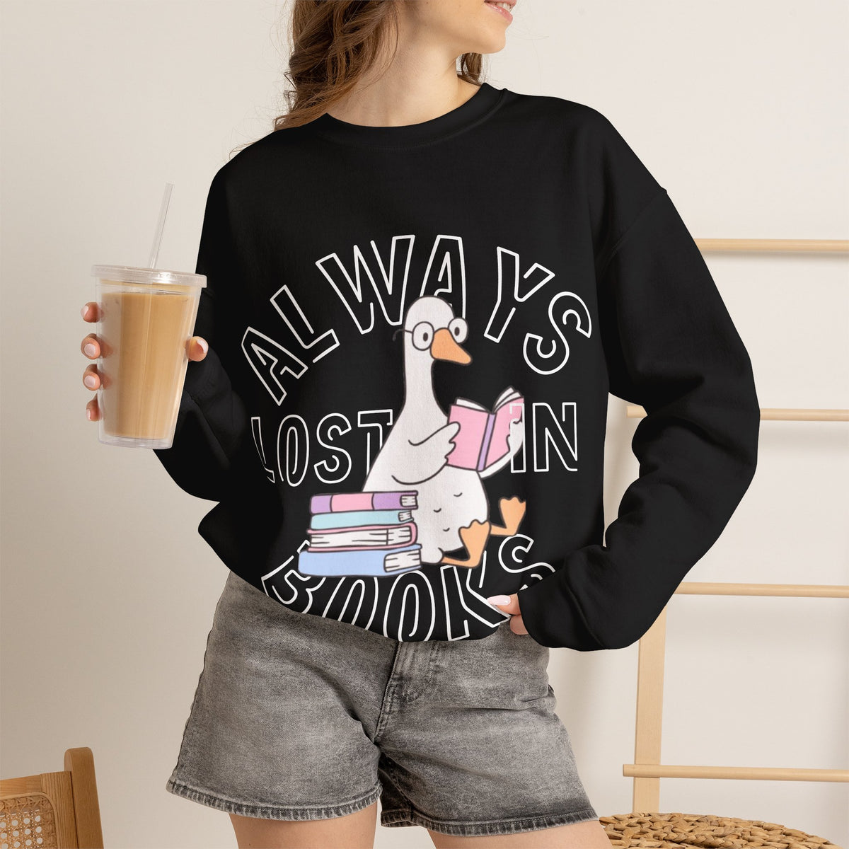 Bookish Goose Crewneck Sweatshirt | Cozy Reader Graphic Pullover | Cute Book Lover Sweater |