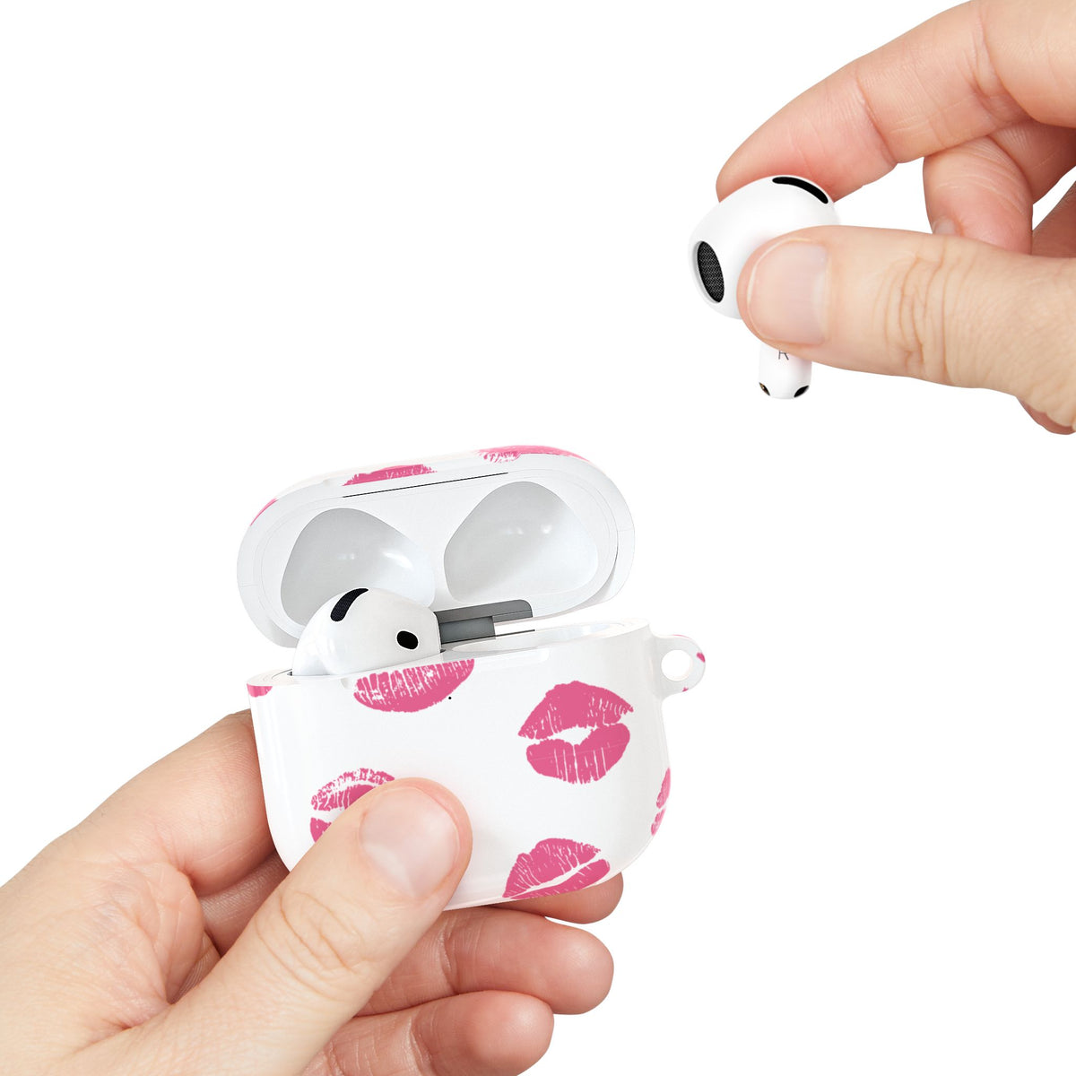 Pink Lipstick Kiss AirPod Case | Cute Glossy Romantic Earbud Cover |