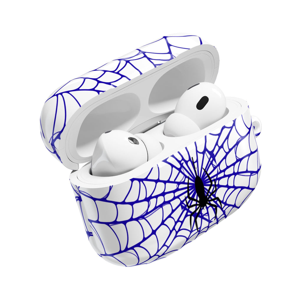 Web Pattern AirPod Case | Blue Web Comic-Inspired Earbud Cover | Glossy Protective Case |