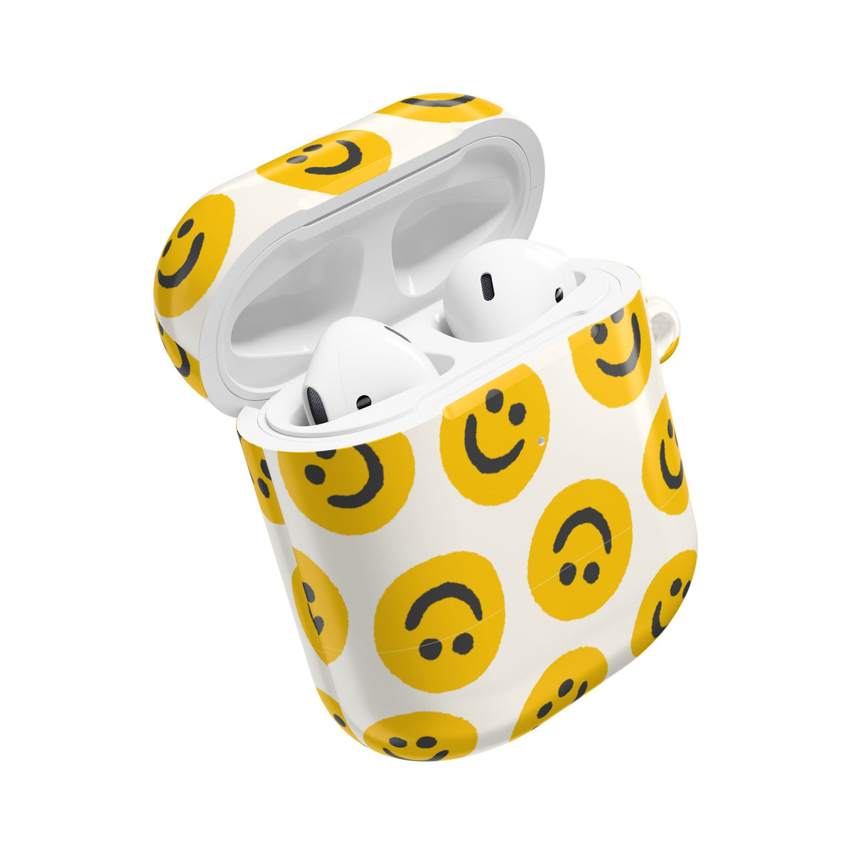 Smiley Face AirPods Case | Yellow Happy Face Glossy Protective Earbud Cover |