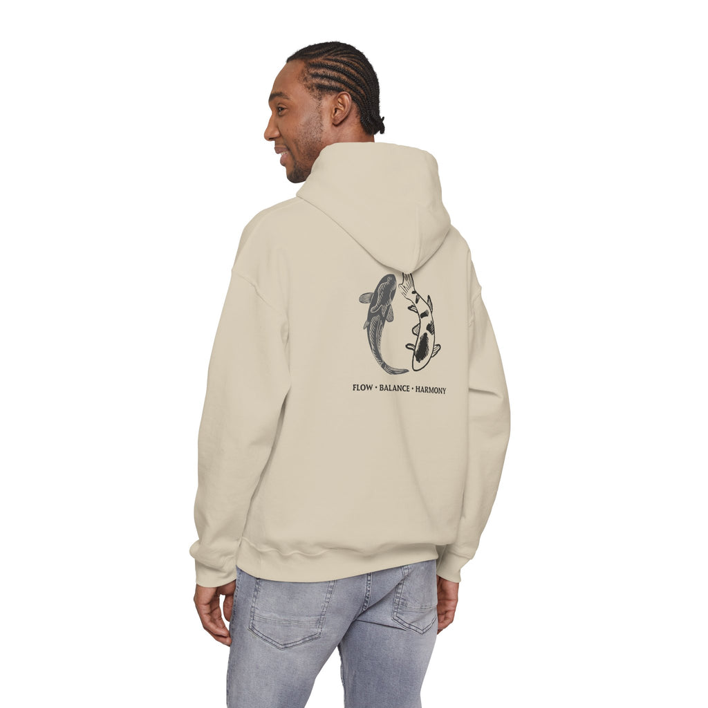 Koi Fish Balance Hoodie | Minimal Japanese-Inspired Graphic Sweatshirt | Unisex