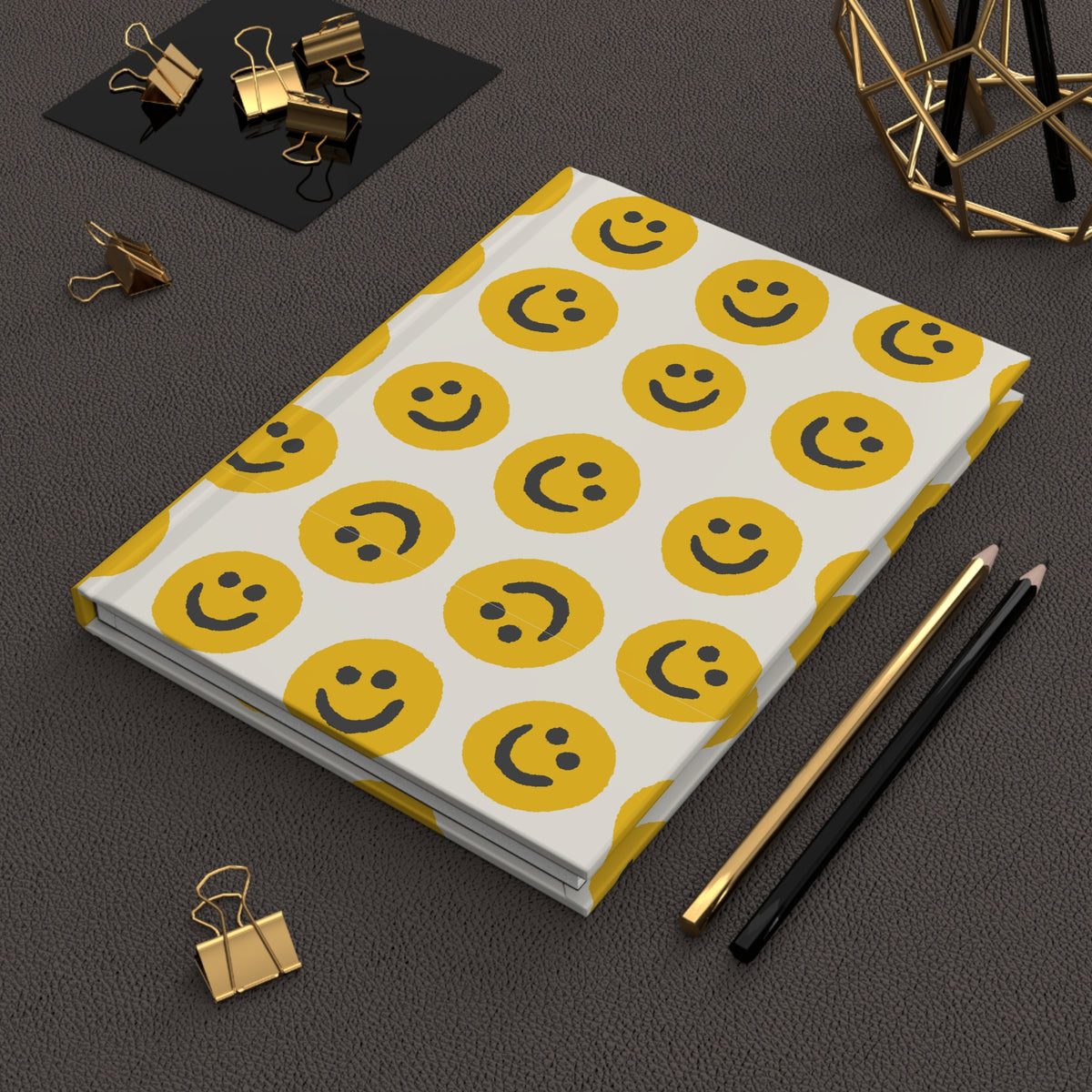 Happy Smiley Face Hardcover Journal | Yellow Emoji Notebook | Cheerful Lined Journal for Notes & Gifts |