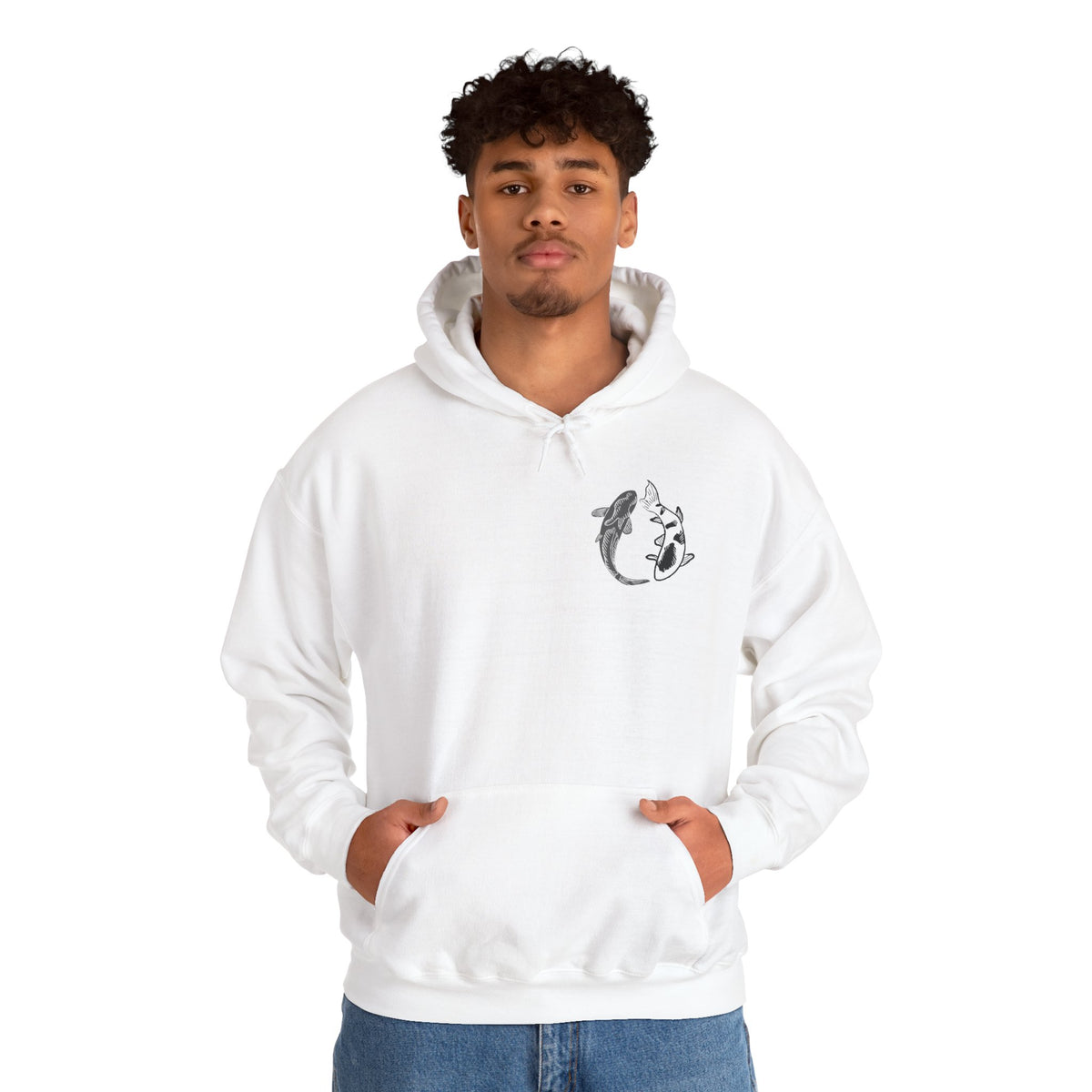 Koi Fish Balance Hoodie | Minimal Japanese-Inspired Graphic Sweatshirt | Unisex