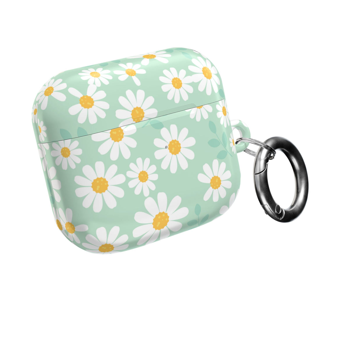 Mint Daisy AirPods Case | Floral Protective Charging Cover | Cute Spring-Inspired Case with Carabiner |