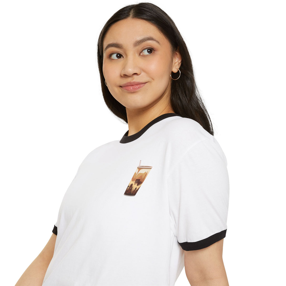 Iced Coffee & Sunshine Ringer Tee | Retro Coffee Graphic T-Shirt | Unisex