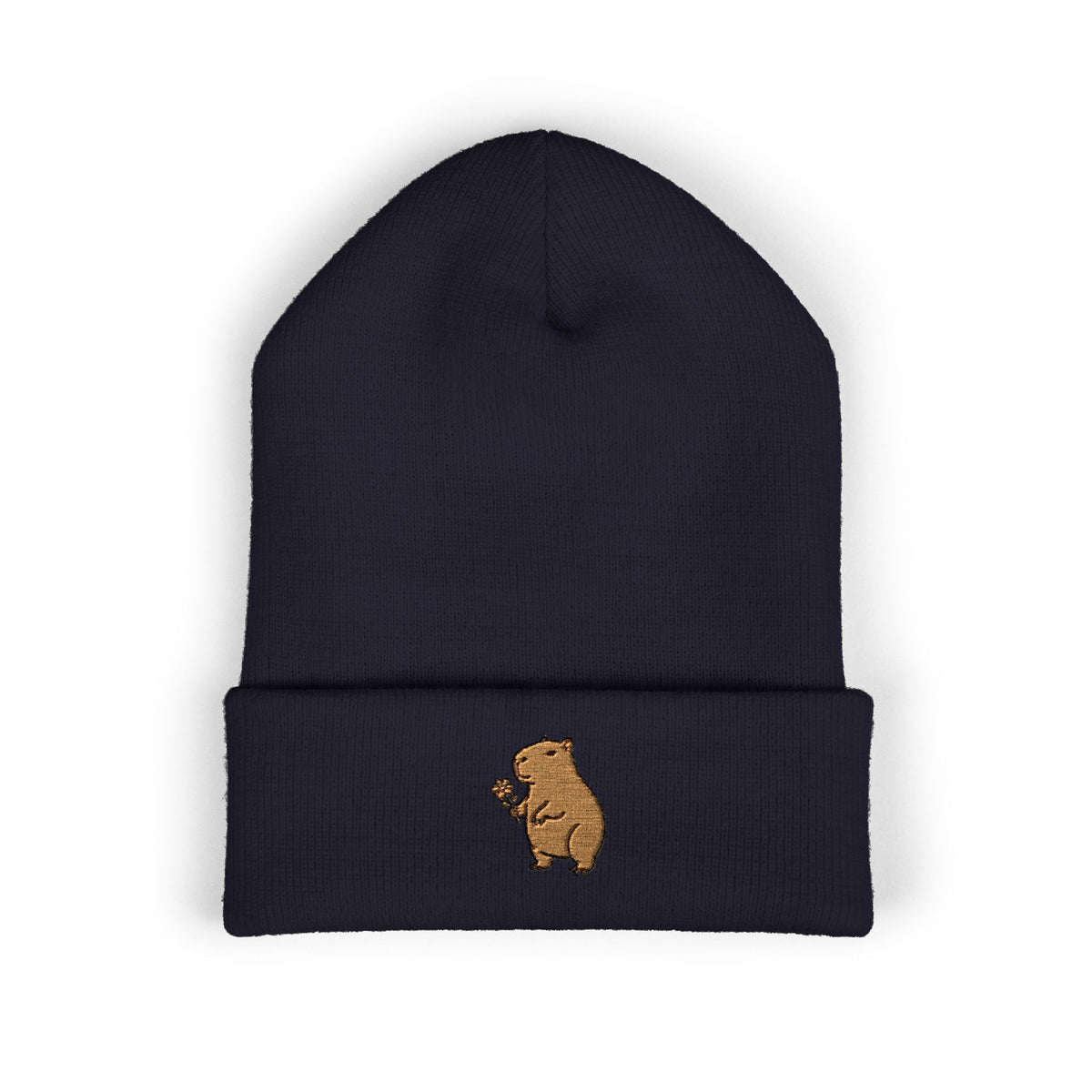 Capybara Embroidered Cuffed Beanie | Cute Animal Winter Hat | Cozy Knit Cap |