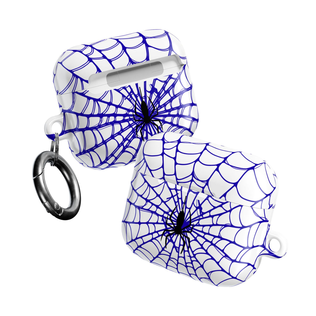 Web Pattern AirPod Case | Blue Web Comic-Inspired Earbud Cover | Glossy Protective Case |
