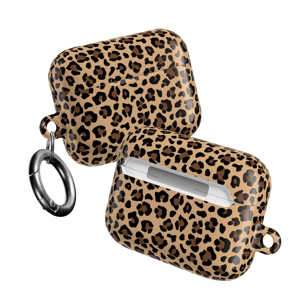 Leopard Print AirPods Case | Tan & Black Animal Print Protective Charging Case |