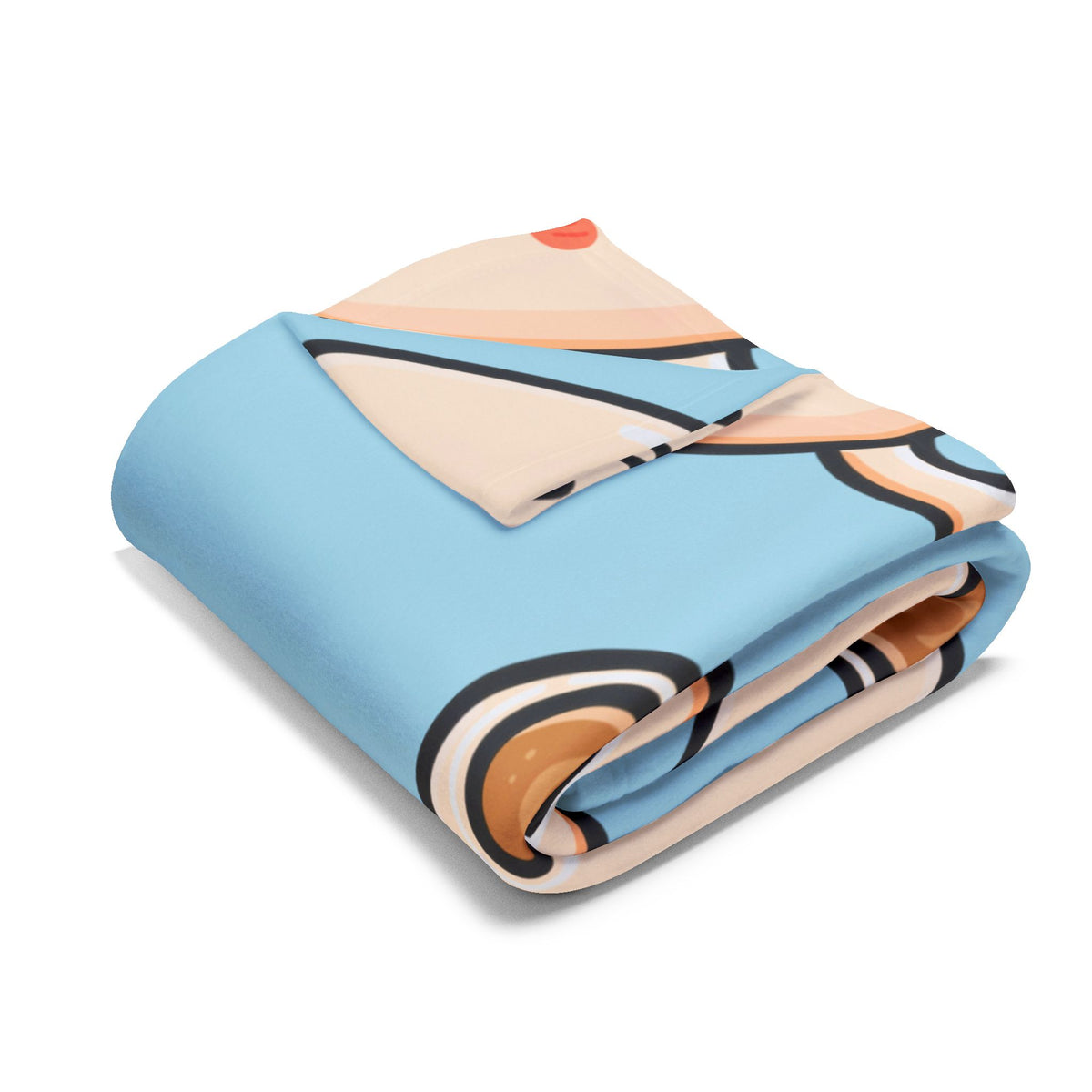 Cute Latte Fleece Blanket | Coffee Lover Cozy Throw | Blue Coffee Cup Blanket |