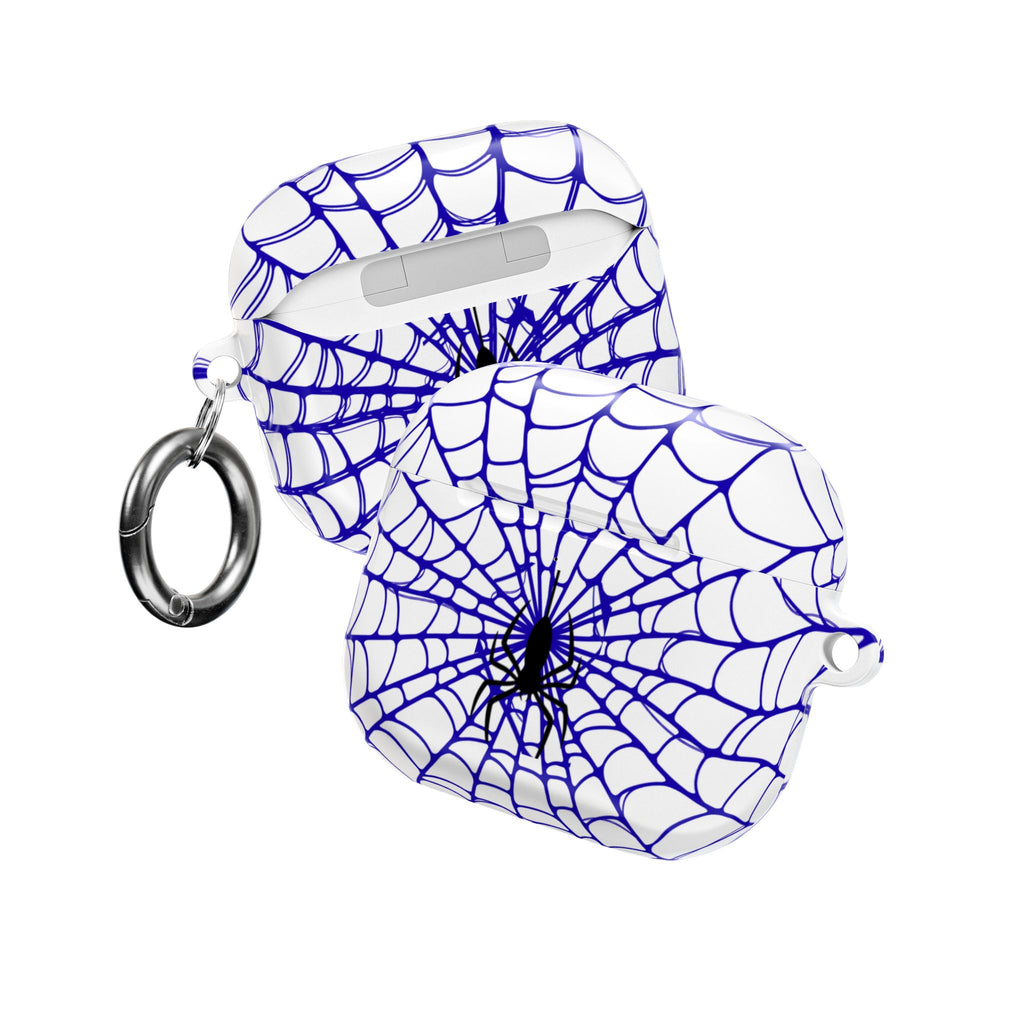 Web Pattern AirPod Case | Blue Web Comic-Inspired Earbud Cover | Glossy Protective Case |