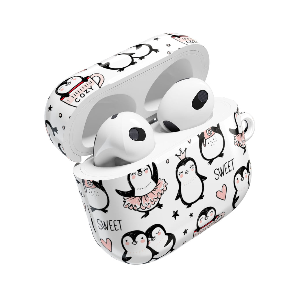 Cute Penguin Lovers AirPods Case | Kawaii Penguin Glossy Earbud Cover |