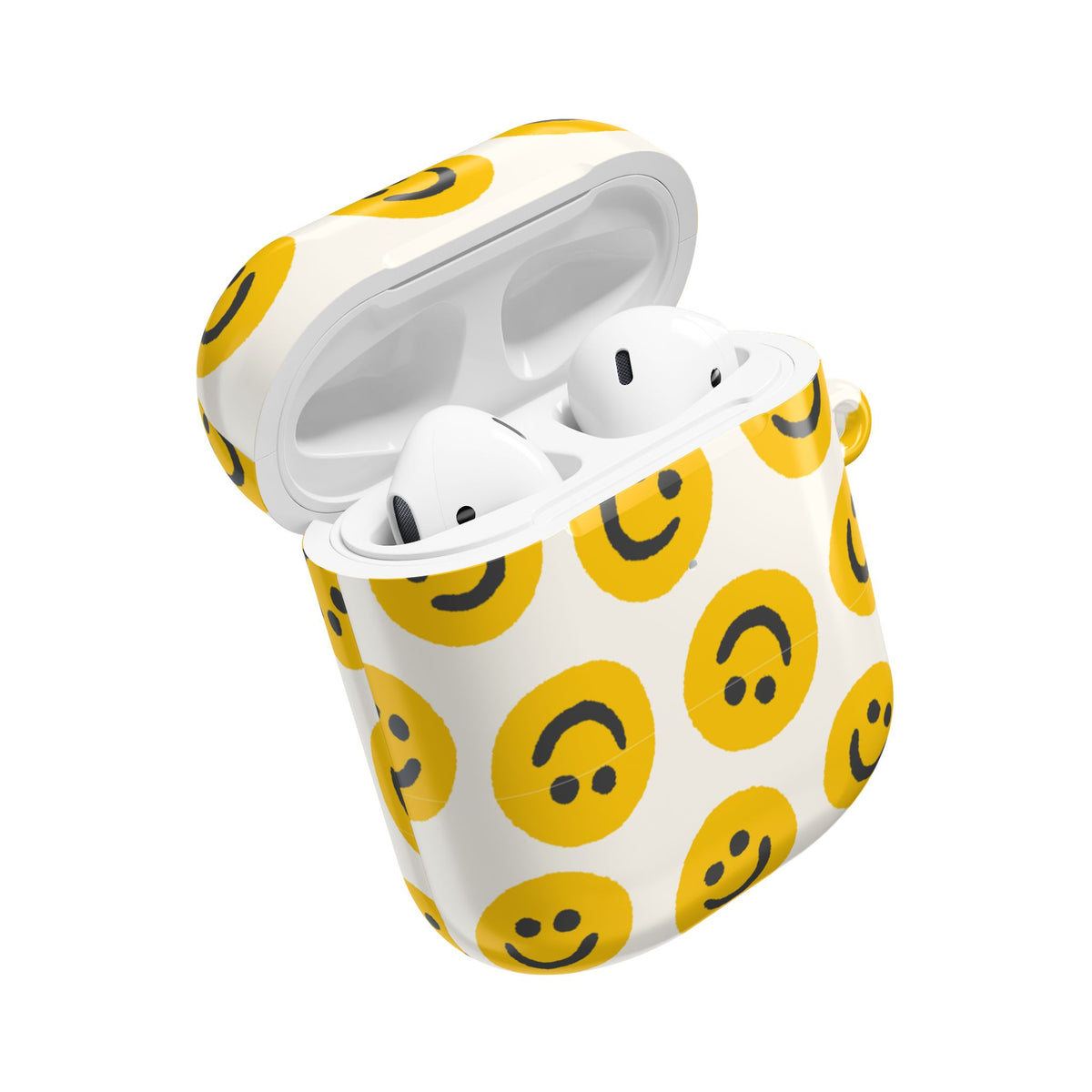 Smiley Face AirPods Case | Yellow Happy Face Glossy Protective Earbud Cover |