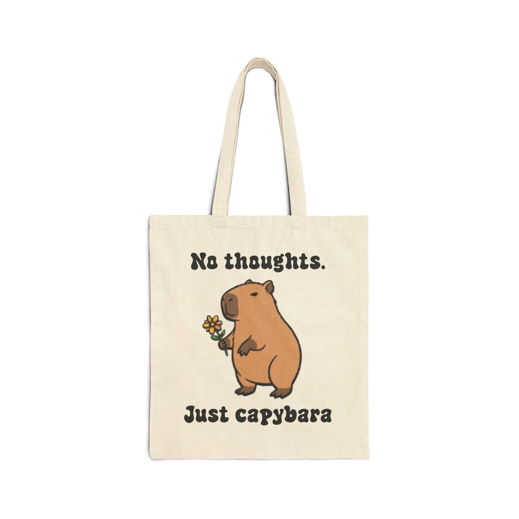 Sac fourre-tout capybara « Pas de réflexion. Juste capybara » | Cabas en toile de coton épais | Sac animal mignon |