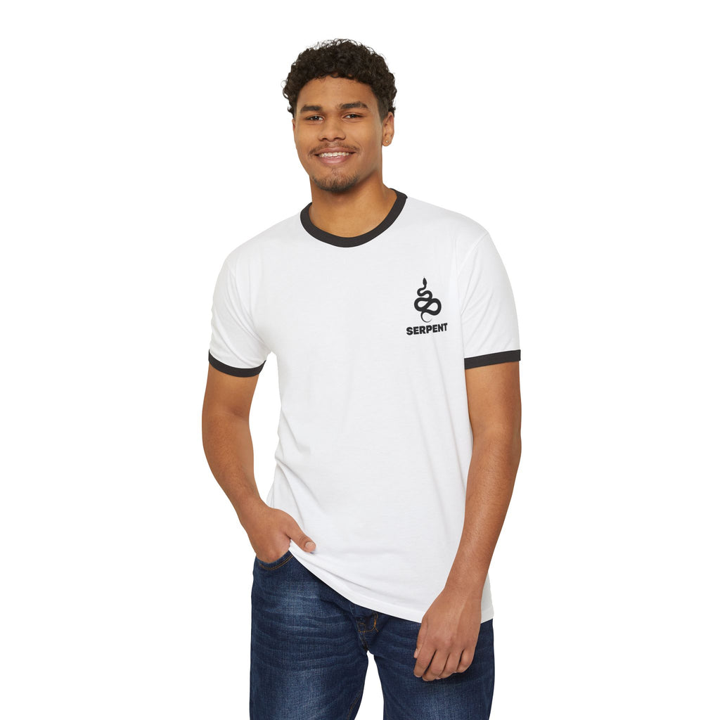 Serpent Ringer T-Shirt | Retro Snake Graphic Cotton Tee | Men's