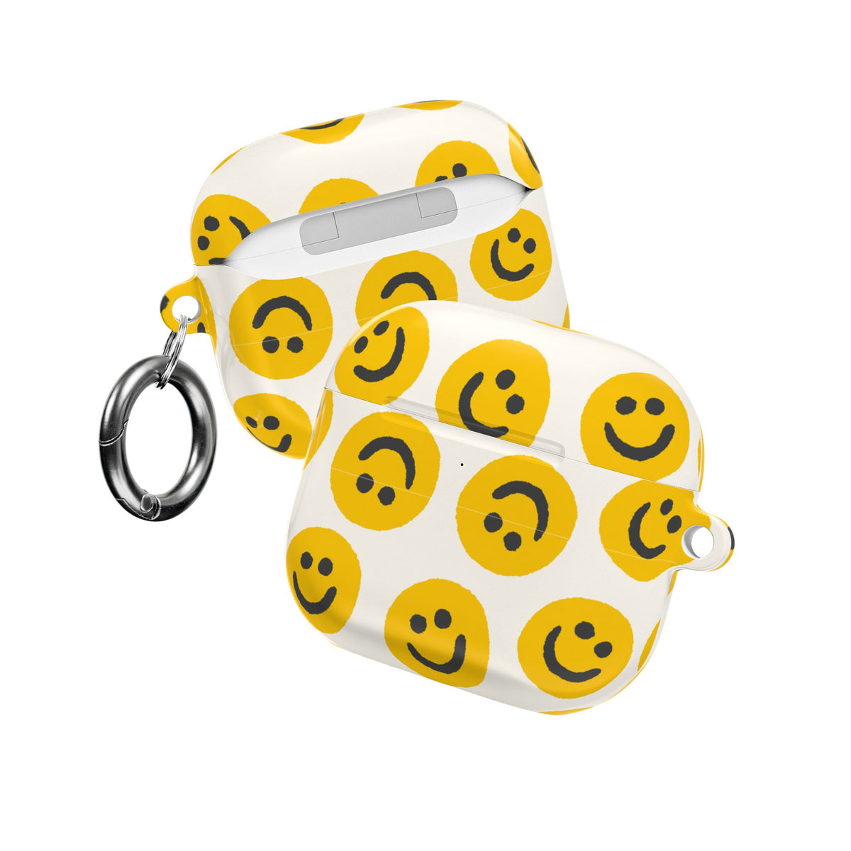Smiley Face AirPods Case | Yellow Happy Face Glossy Protective Earbud Cover |