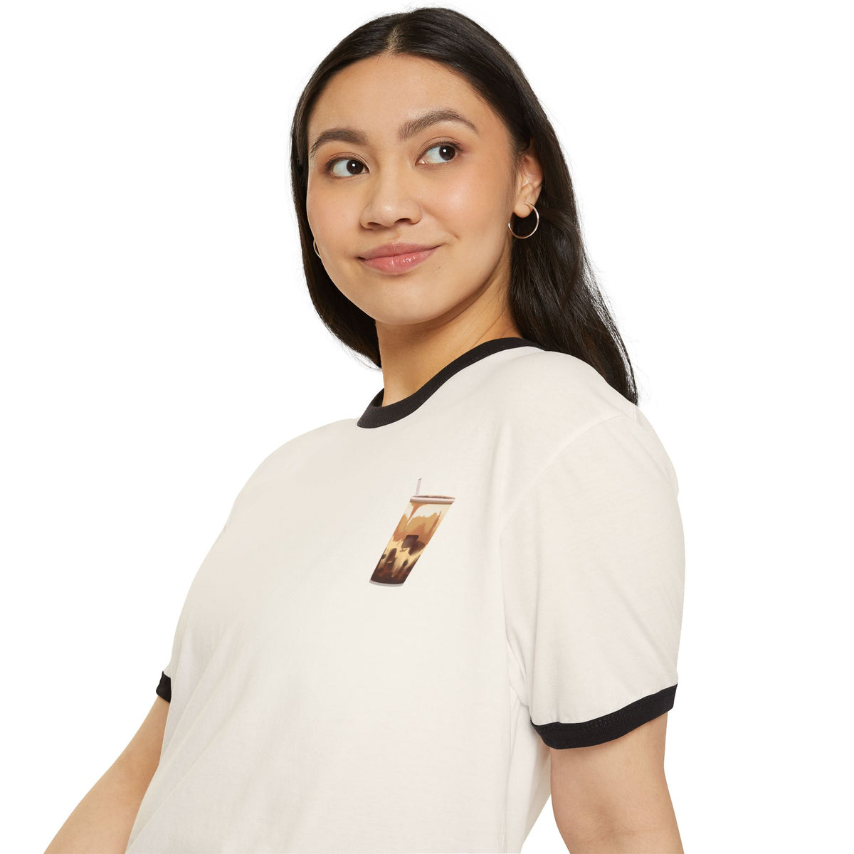 Iced Coffee & Sunshine Ringer Tee | Retro Coffee Graphic T-Shirt | Unisex