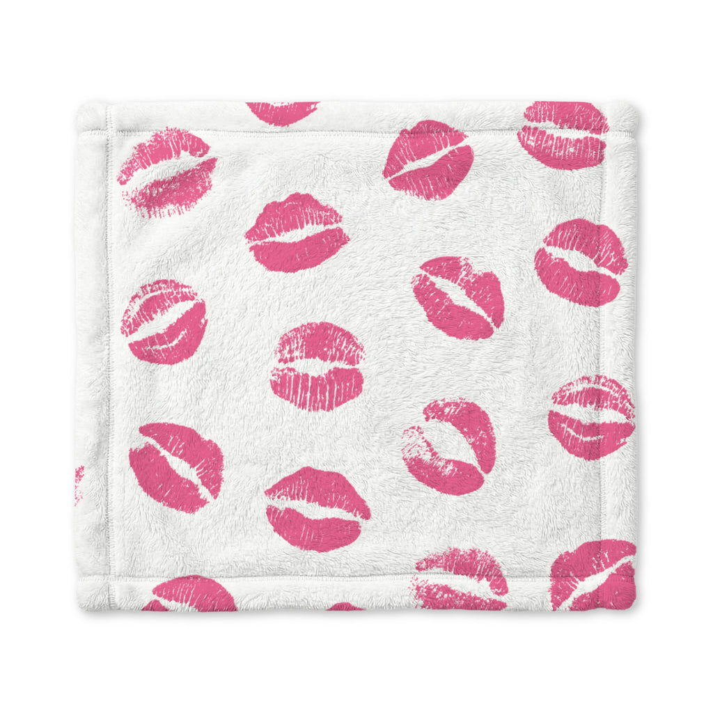 Pink Kiss Baby Lovey Blanket | Soft Minky Security Blanket | Personalized Infant Comfort Blanket |