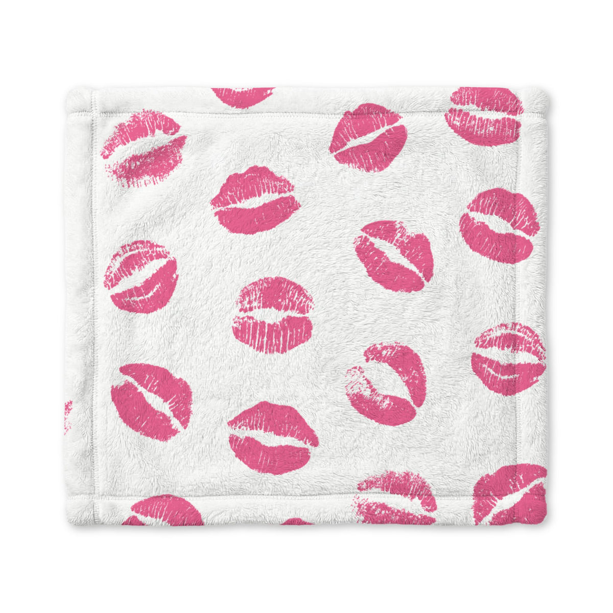 Pink Kiss Baby Lovey Blanket | Soft Minky Security Blanket | Personalized Infant Comfort Blanket |