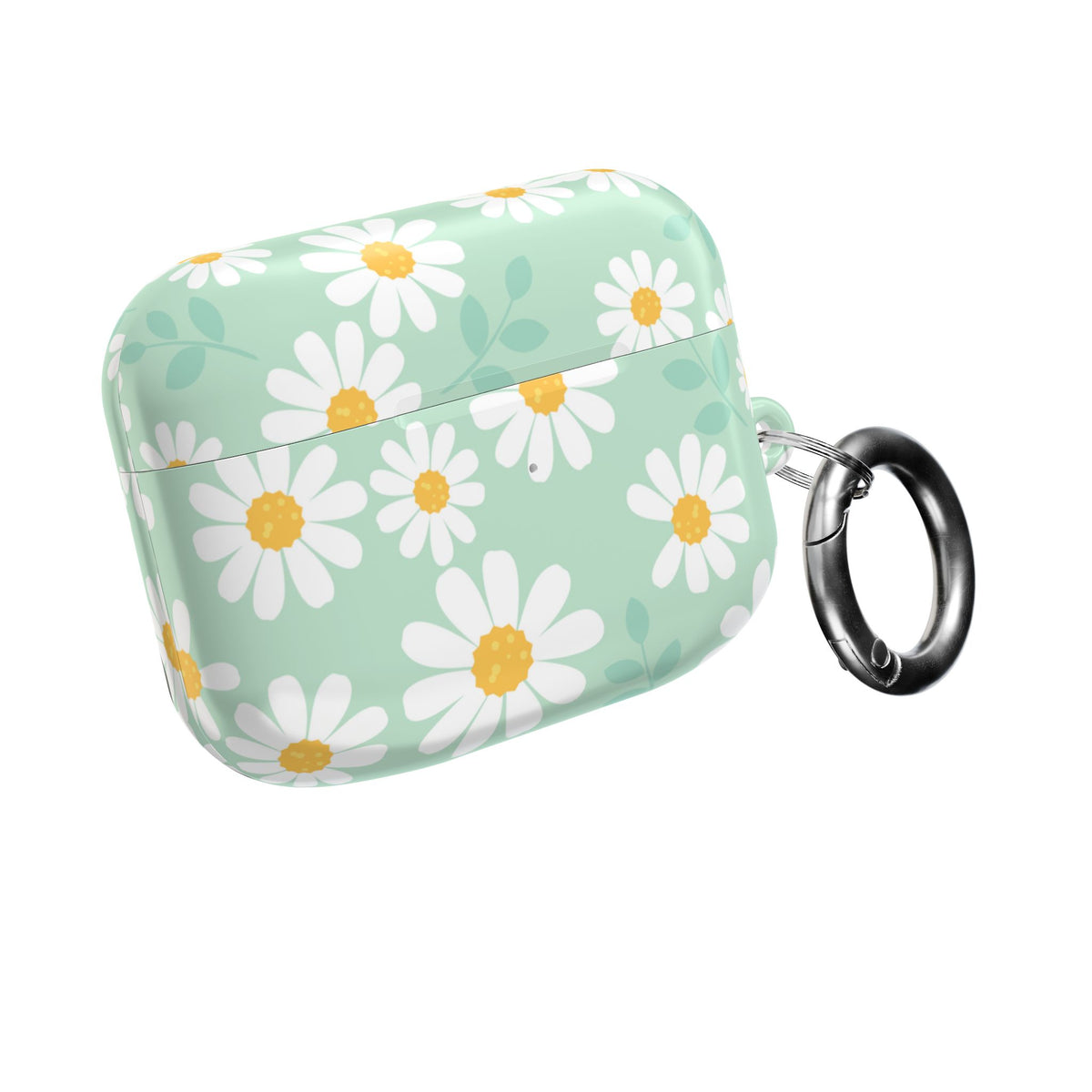 Mint Daisy AirPods Case | Floral Protective Charging Cover | Cute Spring-Inspired Case with Carabiner |