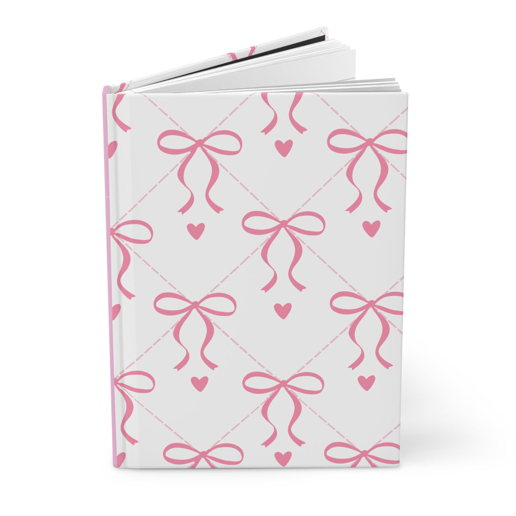 Carnet rigide Nœud rose et Cœur | Carnet motif ruban mignon |