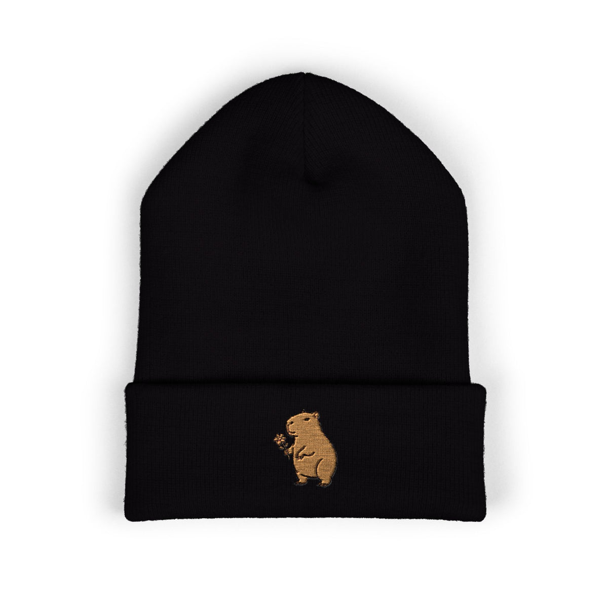 Capybara Embroidered Cuffed Beanie | Cute Animal Winter Hat | Cozy Knit Cap |
