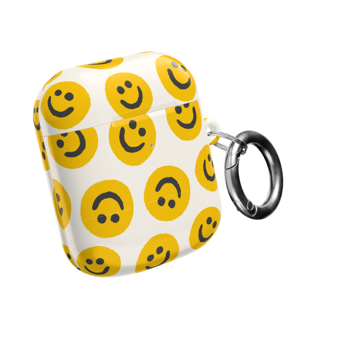 Smiley Face AirPods Case | Yellow Happy Face Glossy Protective Earbud Cover |