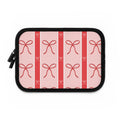 Pink Bow Laptop Sleeve | Cute Ribbon & Stripe Laptop Case | Padded Protective Computer Cover |