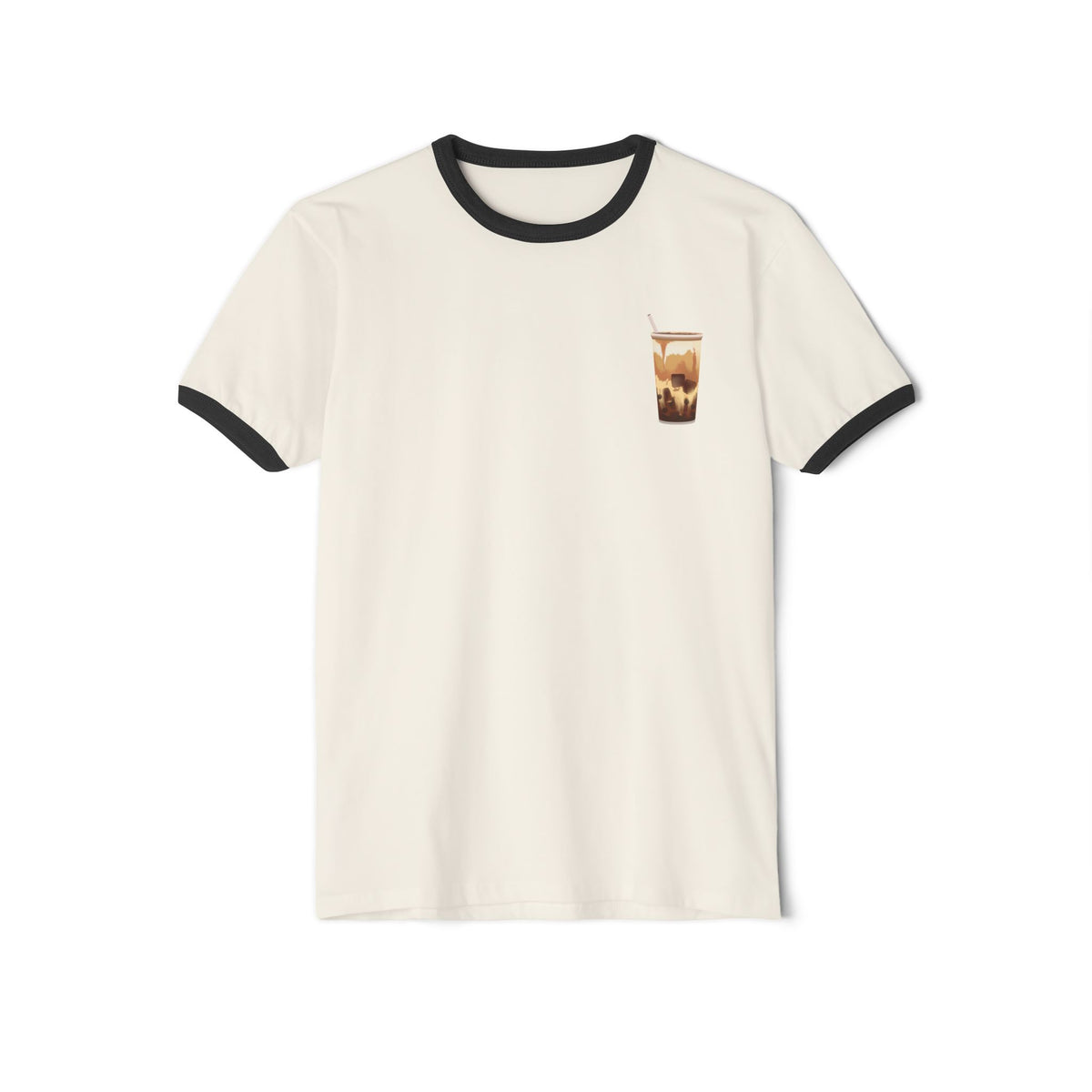 Iced Coffee & Sunshine Ringer Tee | Retro Coffee Graphic T-Shirt | Unisex
