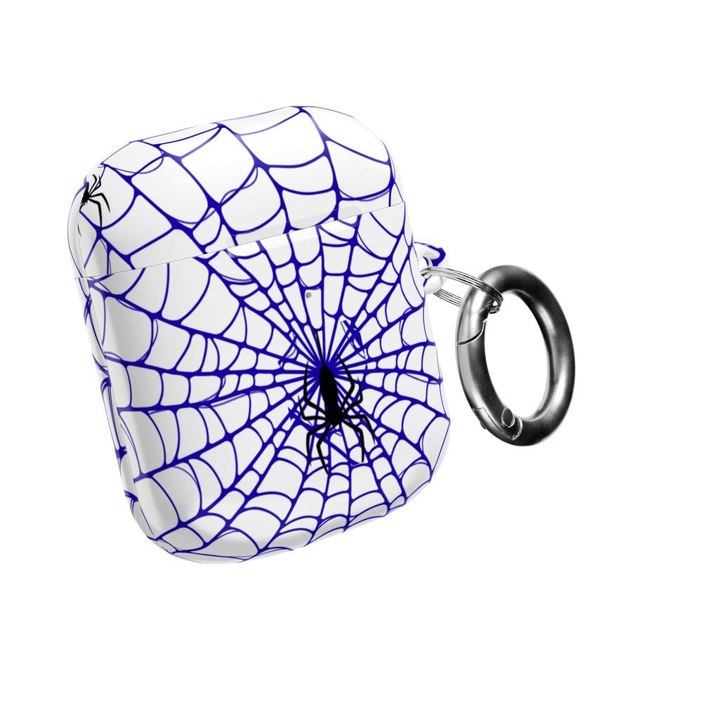 Web Pattern AirPod Case | Blue Web Comic-Inspired Earbud Cover | Glossy Protective Case |