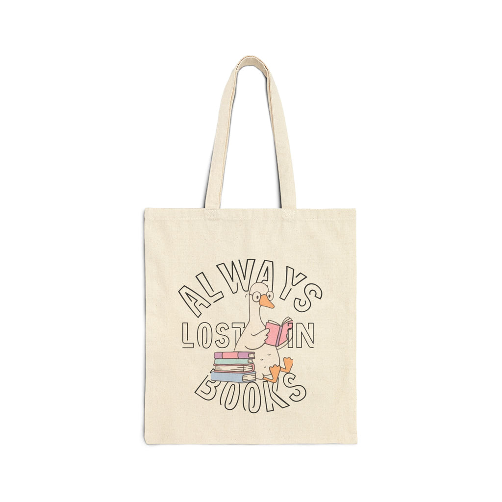 Bookish Goose Canvas Tote Bag | Cute Literary Book Lover Shopper | Heavyweight Cotton Carryall |