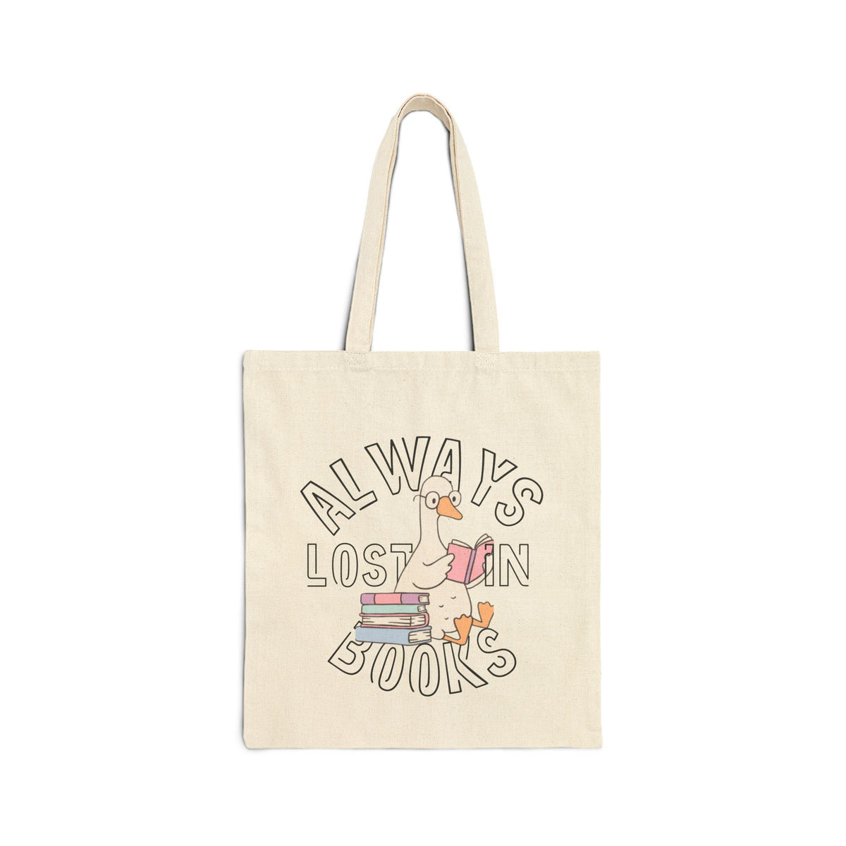 Bookish Goose Canvas Tote Bag | Cute Literary Book Lover Shopper | Heavyweight Cotton Carryall |