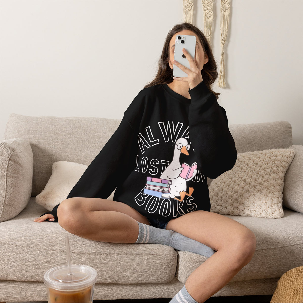 Bookish Goose Crewneck Sweatshirt | Cozy Reader Graphic Pullover | Cute Book Lover Sweater |