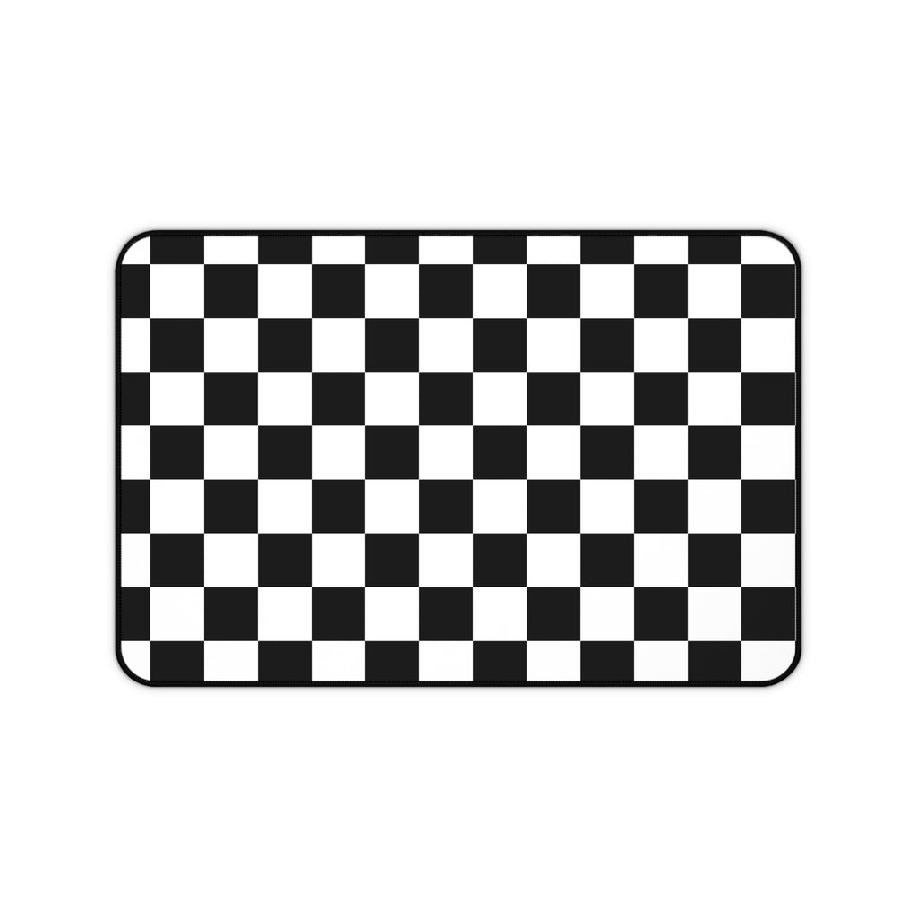 Tapis de bureau à damier noir et blanc | Tapis de souris de jeu rétro | Grand tapis d'ordinateur et d'espace de travail |