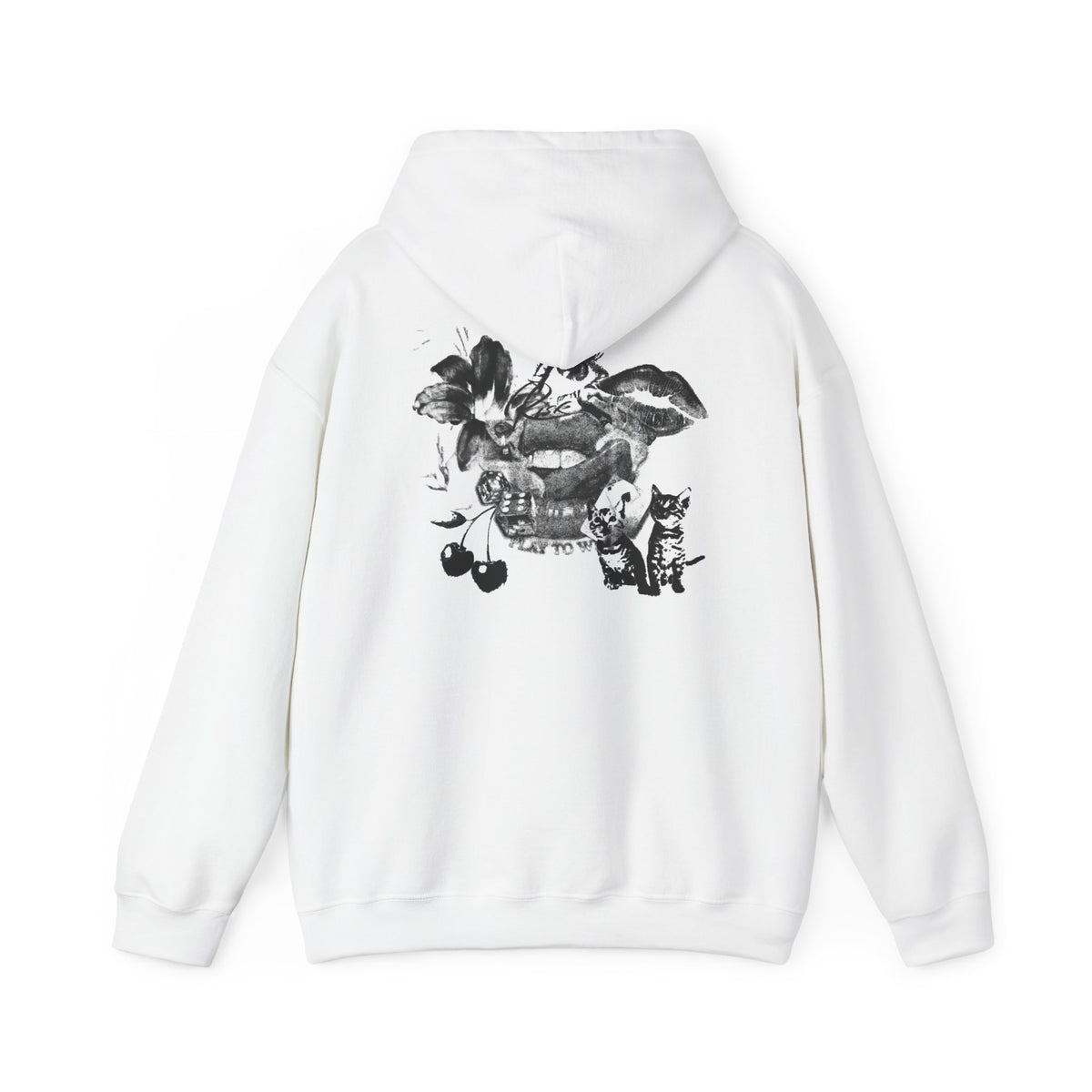 Midnight Collage Women’s Hoodie | Vintage Monochrome Graphic Sweatshirt |