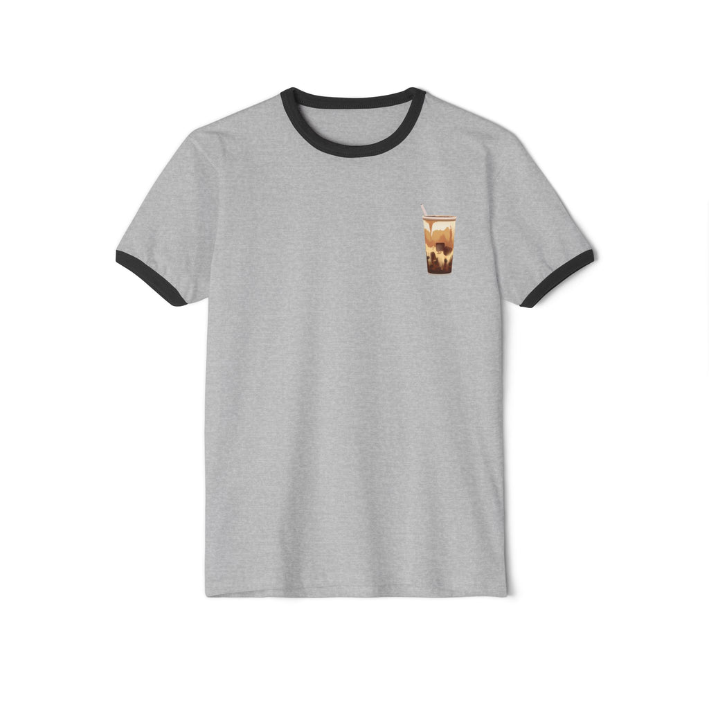 Iced Coffee & Sunshine Ringer Tee | Retro Coffee Graphic T-Shirt | Unisex