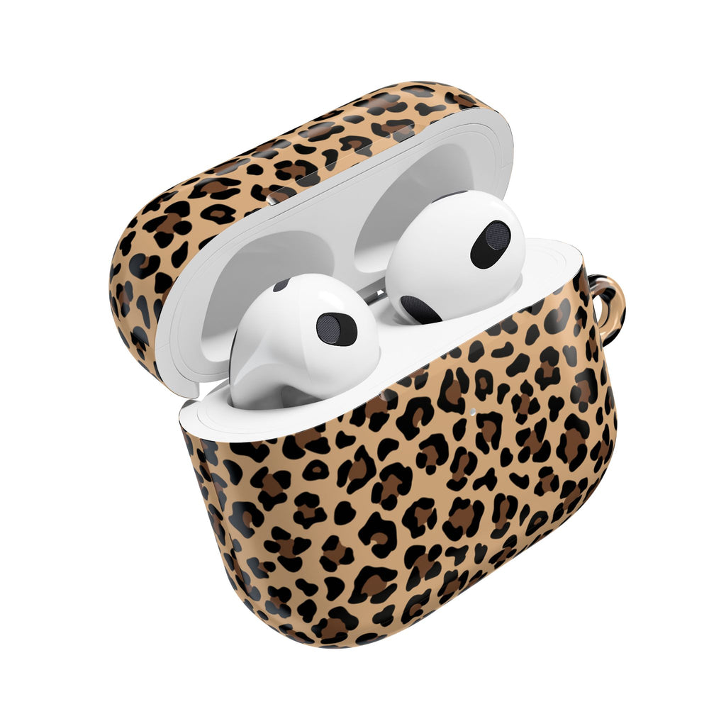 Leopard Print AirPods Case | Tan & Black Animal Print Protective Charging Case |